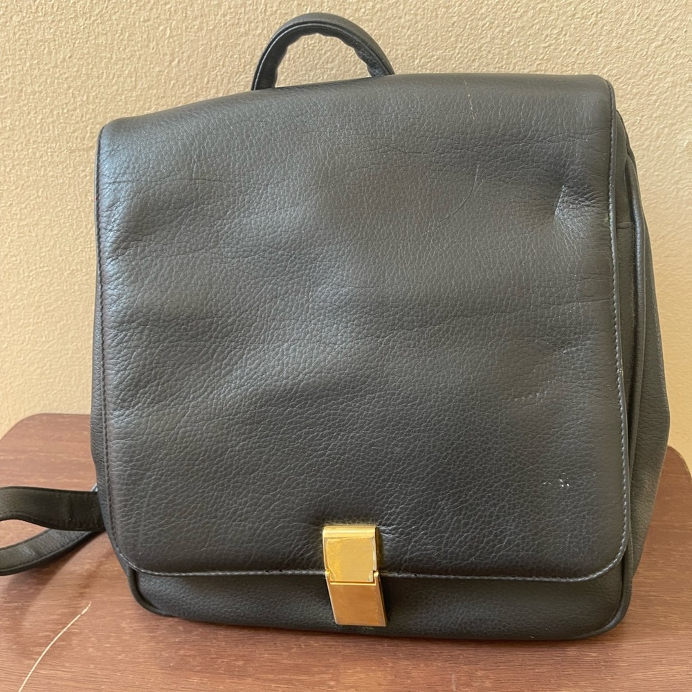 Jennifer Moore black leather backpack